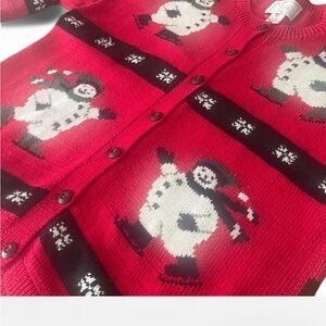 Vintage Y2K Festive Snowman Red Cardigan ‘ugly Christmas sweater’ !!!